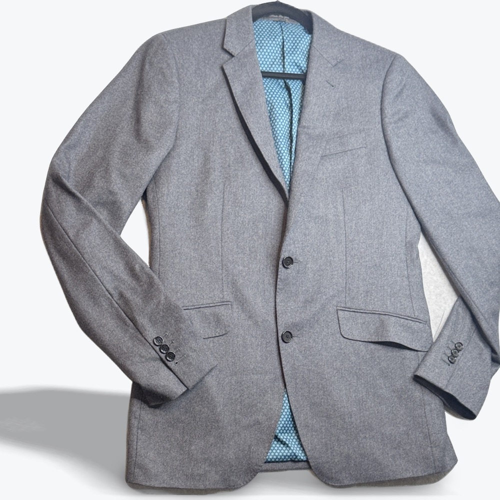 Indochino‎ Mens Wool Sport Coat Bespoke Blazer Modern Fit Sugeons Cuffs